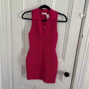 ARITZIA - BABATON Knit Sculpt polo dress ( PINK)